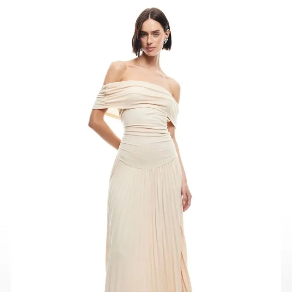 Field of Dreams Lioness Cream Off-Shoulder Maxi Dress